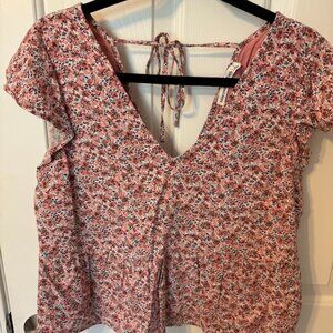 Abercrombie & Fitch Floral Babydoll Cropped Blouse